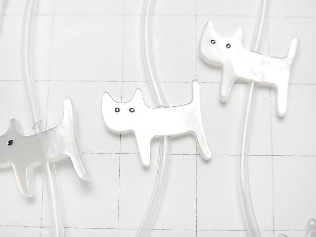 【動画】高品質ホワイトシェル(白蝶貝)AAA 猫シェイプ 【11×9】【14×12】 半連/1連(約14粒) サムネイル2