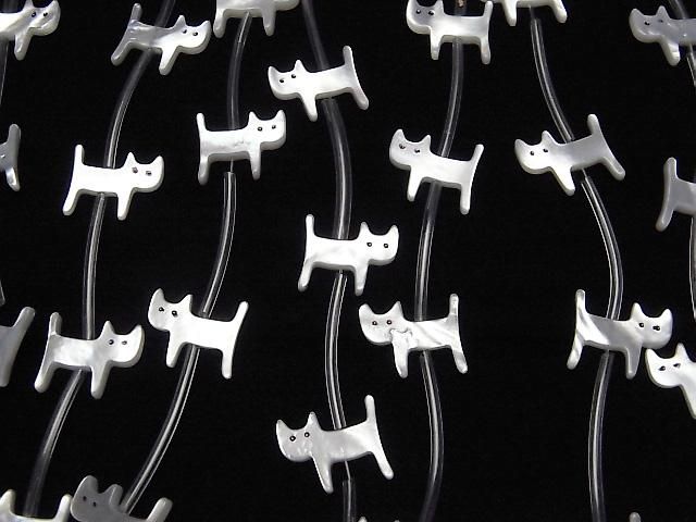 【動画】高品質ホワイトシェル(白蝶貝)AAA 猫シェイプ 【11×9】【14×12】 半連/1連(約14粒) サムネイル3