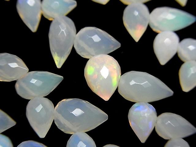 【動画】宝石質エチオピア産オパールAA++ つぼみドロップ ブリオレットカット 1連(約13cm)の画像