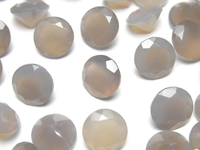 【動画】宝石質グレーオニキスAAA ルース ラウンドファセットカット10×10mm 2粒の画像