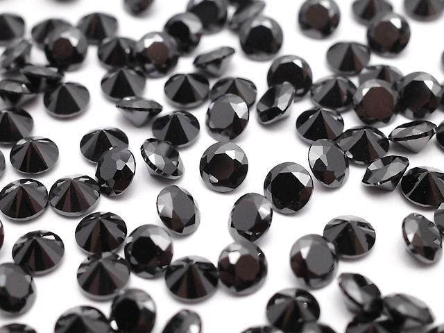 【動画】キュービックジルコニアAAA ルース ラウンドファセットカット3×3mm 【ブラック】 20粒の画像