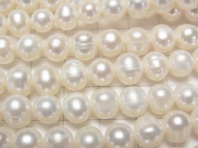 【動画】淡水真珠AA ポテト9mm ホワイト 1連(約36cm) サムネイル2