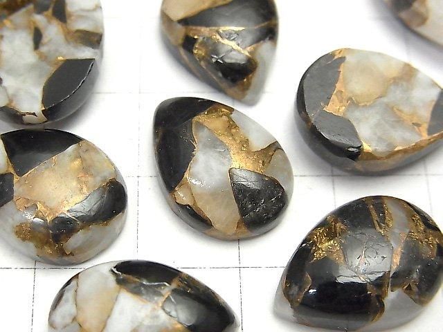 【動画】コッパーカルサイトオブシディアンAAA ペアシェイプ カボション18×13mm 2個 サムネイル2