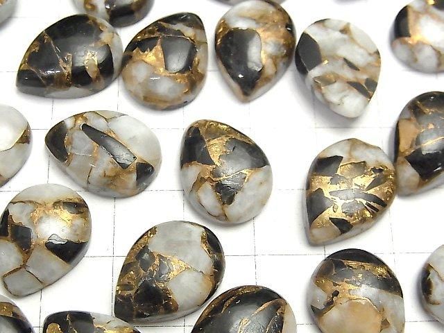 【動画】コッパーカルサイトオブシディアンAAA ペアシェイプ カボション18×13mm 2個 サムネイル3
