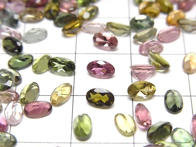 【動画】宝石質マルチカラートルマリンAAA ルース オーバルファセットカット5×3mm 10粒 サムネイル2