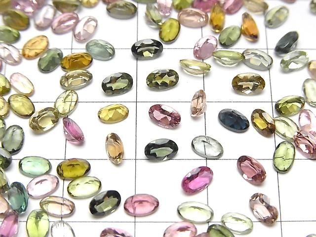 【動画】宝石質マルチカラートルマリンAAA ルース オーバルファセットカット5×3mm 10粒 サムネイル3