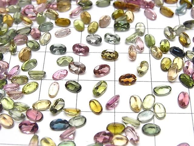 【動画】宝石質マルチカラートルマリンAAA ルース オーバルファセットカット5×3mm 10粒 サムネイル4