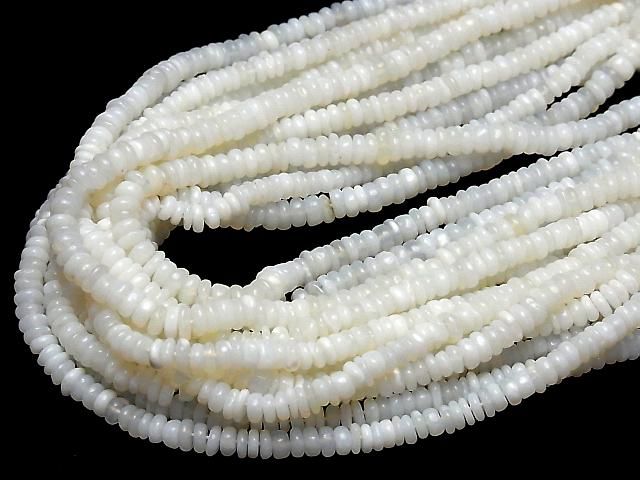 【動画】ホワイトオパール ロンデル(ボタン)4~5mm 1連(約38cm) サムネイル4