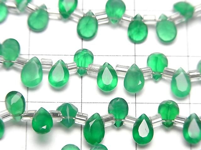 【動画】宝石質グリーンオニキスAAA ペアシェイプ ファセットカット6×4mm 半連/1連(38粒) サムネイル2