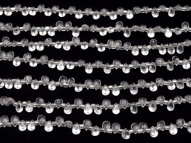 【動画】宝石質ローズクォーツAAA ペアシェイプ ファセットカット6×4mm 半連/1連(38粒) サムネイル4