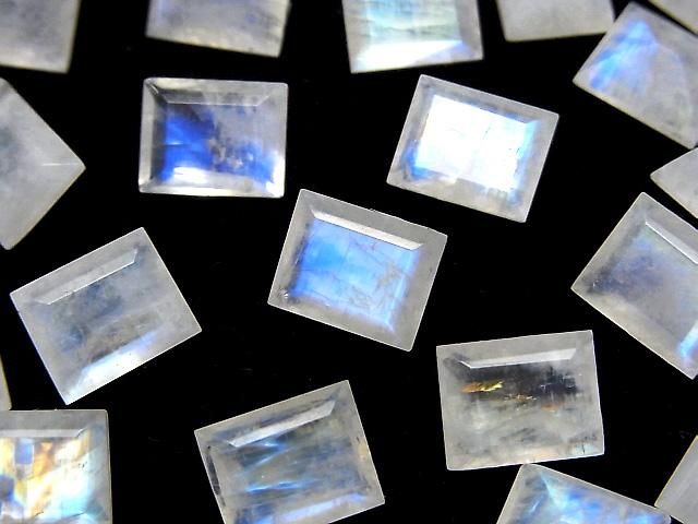 【動画】宝石質レインボームーンストーンAA++ ルース レクタングルファセットカット10×8mm 2粒の画像