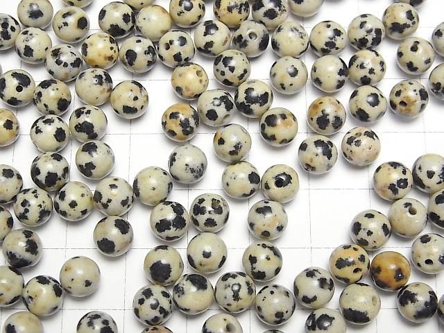 【動画】ダルメシアンジャスパー 片穴ラウンド6.5mm 4粒 サムネイル4