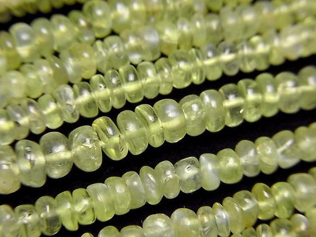 【動画】宝石質クリソベリルキャッツアイAA++ ロンデル(ボタン) 半連/1連(約42cm)の画像