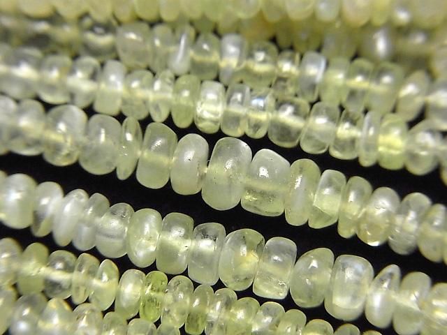 【動画】宝石質クリソベリルキャッツアイAA+ ロンデル(ボタン) 半連/1連(約42cm)の画像