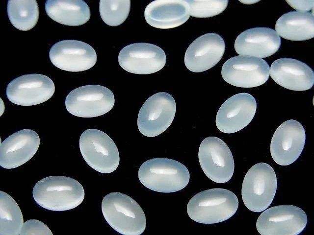 【動画】シーブルーカルセドニーAAA オーバル カボション6×4mm 10個の画像