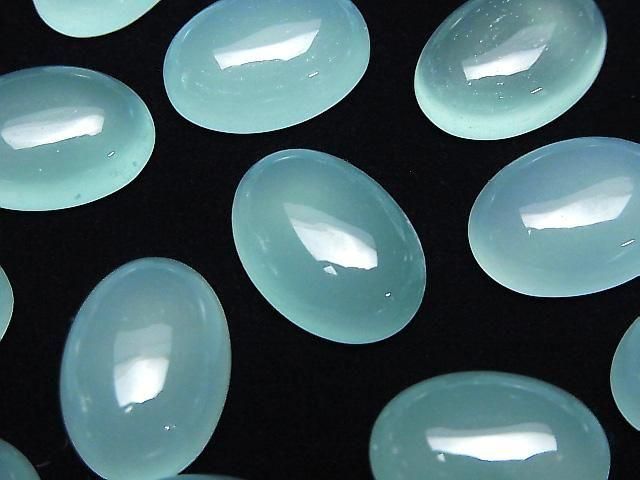 【動画】シーブルーカルセドニーAAA オーバル カボション18×13mm 2個の画像