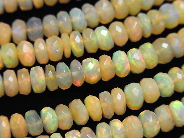 【動画】宝石質エチオピア産オパールAAA- ボタンカット 半連/1連(約40cm)の画像