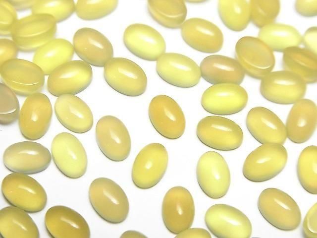【動画】イエローカルセドニーAAA オーバル カボション6×4mm 10個の画像