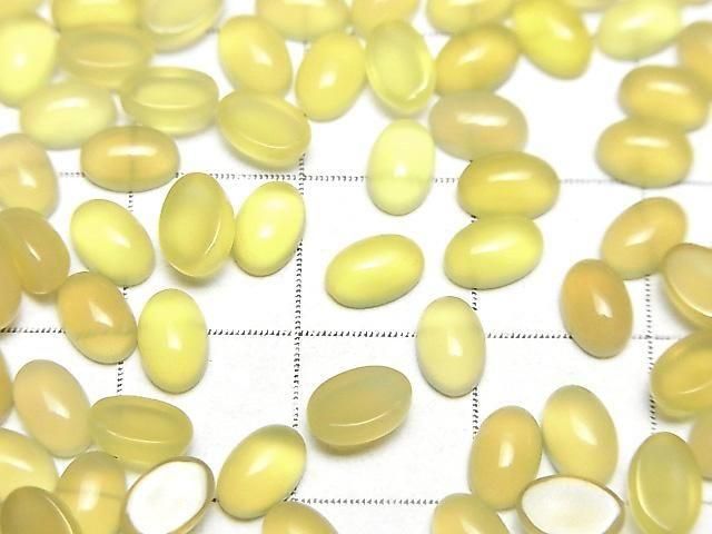 【動画】イエローカルセドニーAAA オーバル カボション6×4mm 10個 サムネイル2