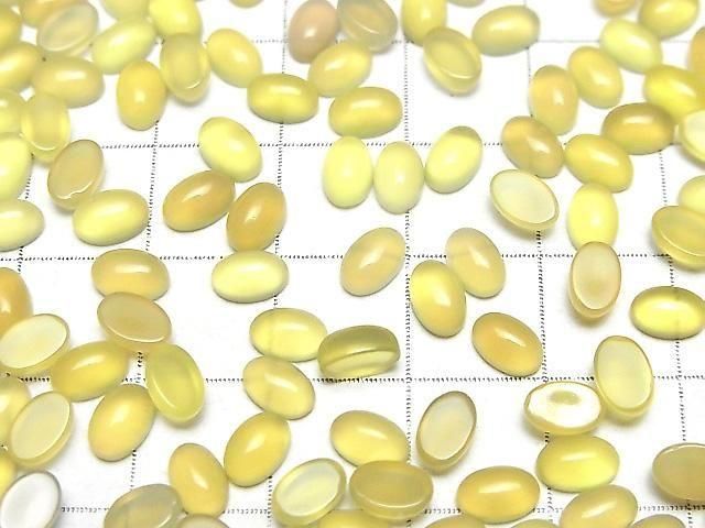 【動画】イエローカルセドニーAAA オーバル カボション6×4mm 10個 サムネイル3