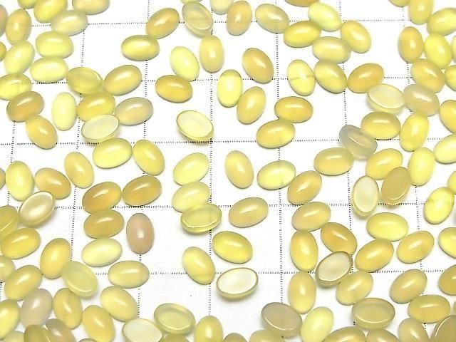 【動画】イエローカルセドニーAAA オーバル カボション6×4mm 10個 サムネイル4