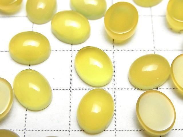 【動画】イエローカルセドニーAAA オーバル カボション10×8mm 5個 サムネイル2