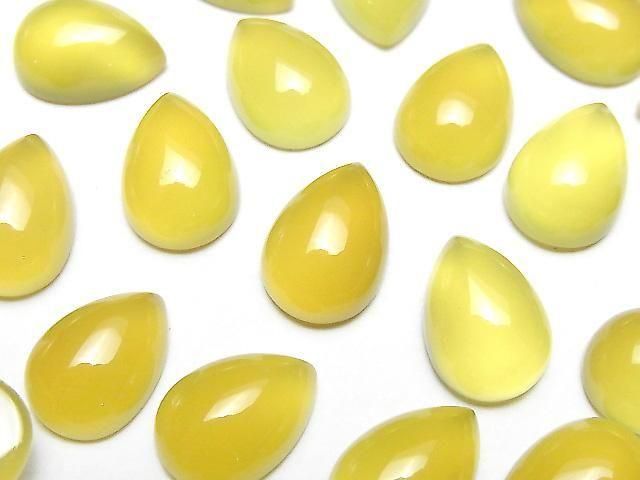 【動画】イエローカルセドニーAAA ペアシェイプ カボション14×10mm 3個の画像