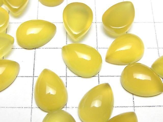 【動画】イエローカルセドニーAAA ペアシェイプ カボション14×10mm 3個 サムネイル2