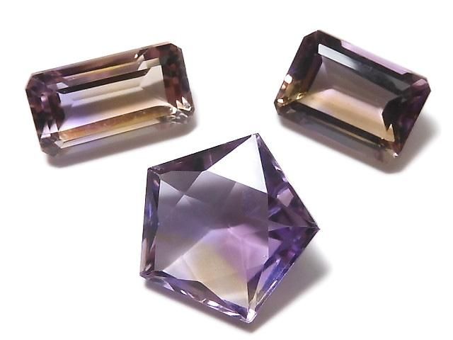 【動画】【1点もの】宝石質アメトリンAAA ルース ファセットカット 3粒セット NO.72の画像