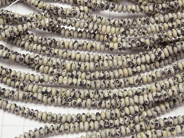 【動画】ダルメシアンジャスパー ロンデル(ボタン)4×4×2mm 1連(約37cm) サムネイル3