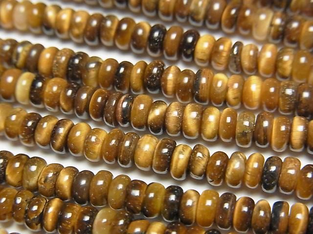 【動画】イエロータイガーアイAA++ ロンデル(ボタン)4×4×2mm 1連(約37cm)の画像