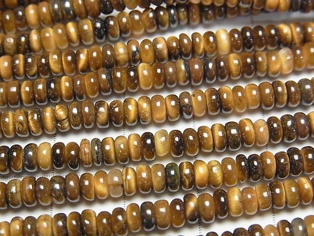 【動画】イエロータイガーアイAA++ ロンデル(ボタン)4×4×2mm 1連(約37cm) サムネイル2