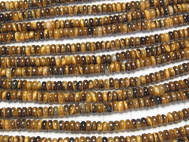 【動画】イエロータイガーアイAA++ ロンデル(ボタン)4×4×2mm 1連(約37cm) サムネイル3