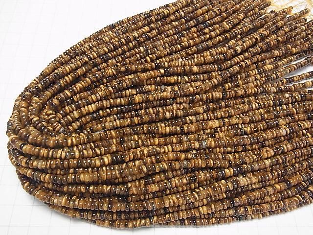 【動画】イエロータイガーアイAA++ ロンデル(ボタン)4×4×2mm 1連(約37cm) サムネイル4