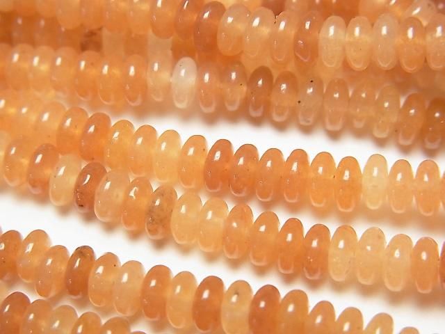 【動画】オレンジアベンチュリン ロンデル(ボタン)4×4×2mm 1連(約37cm)の画像