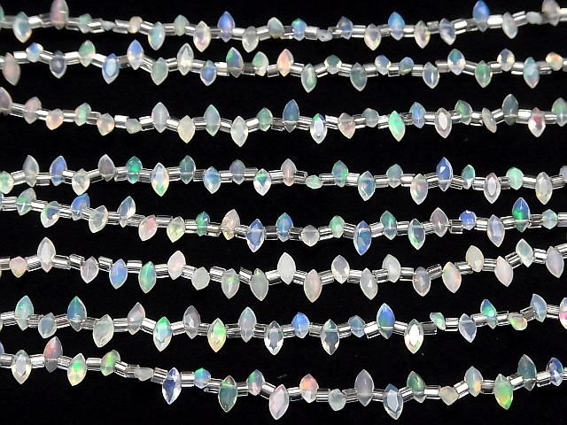 【動画】宝石質エチオピア産オパールAAA- マーキスファセットカット6×3mm 半連/1連(約15cm) サムネイル4