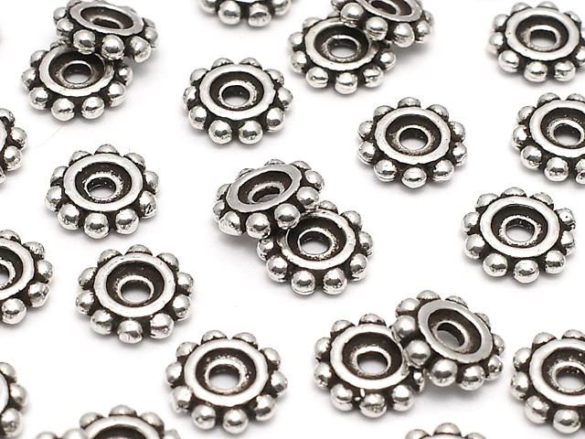 Silver925 ロンデル デイジー7×7×1.5mm いぶし 5粒の画像