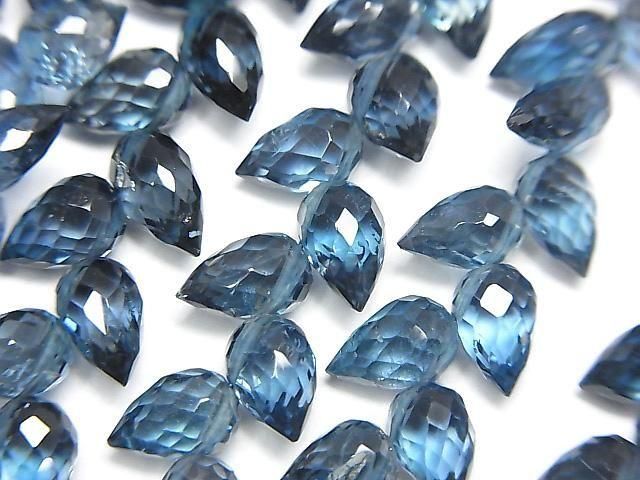 【動画】宝石質ロンドンブルートパーズAAA つぼみドロップ ブリオレットカット 半連1連(約13cm)の画像