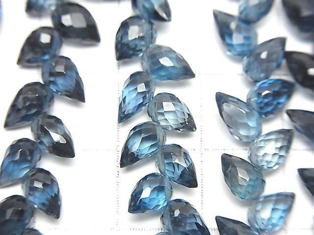 【動画】宝石質ロンドンブルートパーズAAA つぼみドロップ ブリオレットカット 半連1連(約13cm) サムネイル2