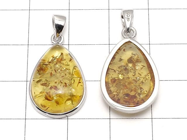 【動画】バルティックアンバー(琥珀) ペアシェイプ型ペンダントトップ19×14mm SILVER925製 1個 サムネイル2