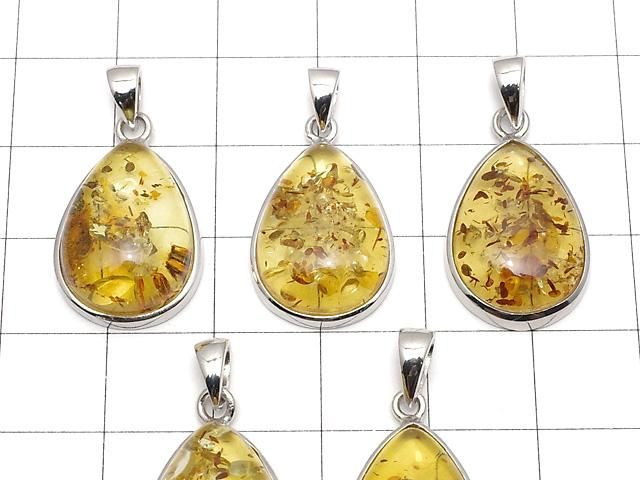 【動画】バルティックアンバー(琥珀) ペアシェイプ型ペンダントトップ19×14mm SILVER925製 1個 サムネイル3