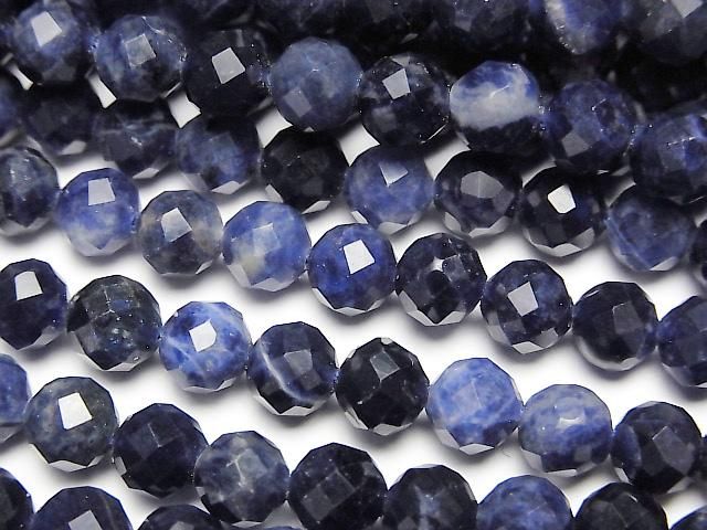 【動画】【素晴らしい輝き】ソーダライトAAA- ラウンドカット5.5~6mm 1連(約37cm)の画像