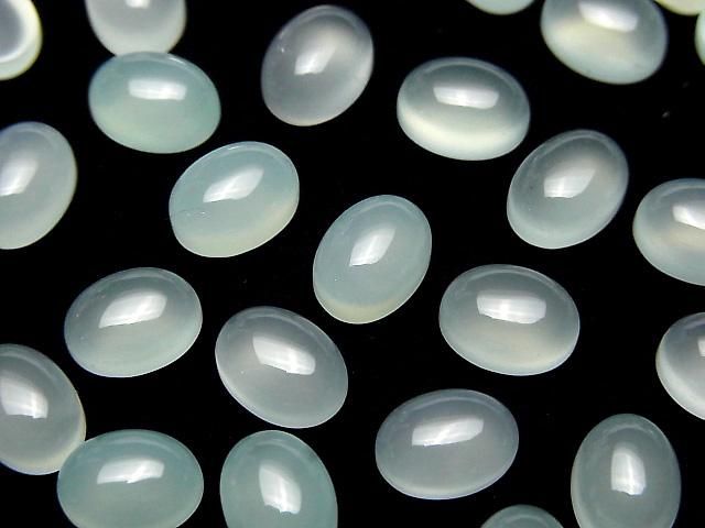 【動画】ミントグリーンカルセドニーAAA オーバル カボション8×6mm 10個の画像