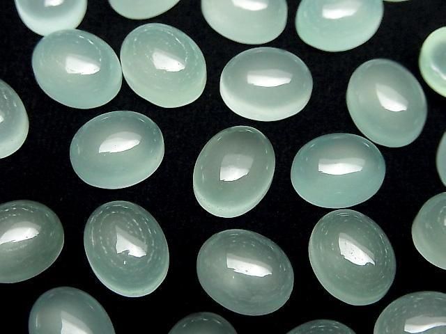 【動画】ミントグリーンカルセドニーAAA オーバル カボション10×8mm 5個の画像