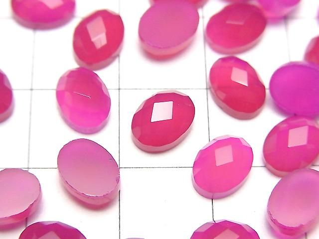 【動画】フューシャピンクカルセドニーAAA- オーバル カボションカット8×6mm 5個 サムネイル2