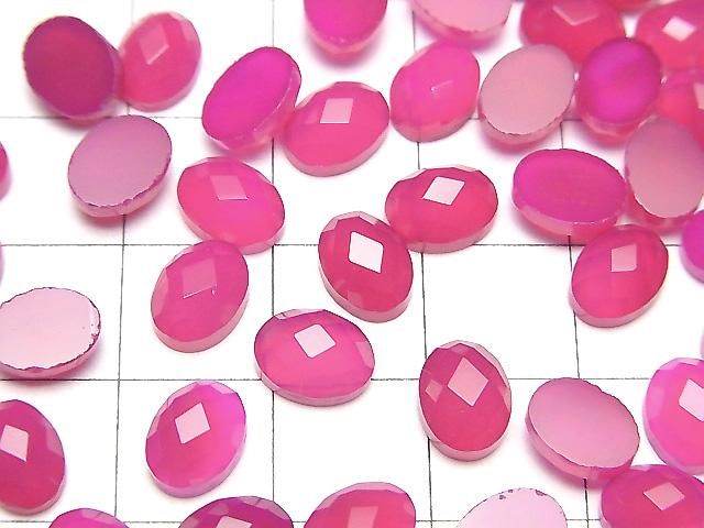 【動画】フューシャピンクカルセドニーAAA- オーバル カボションカット8×6mm 5個 サムネイル3