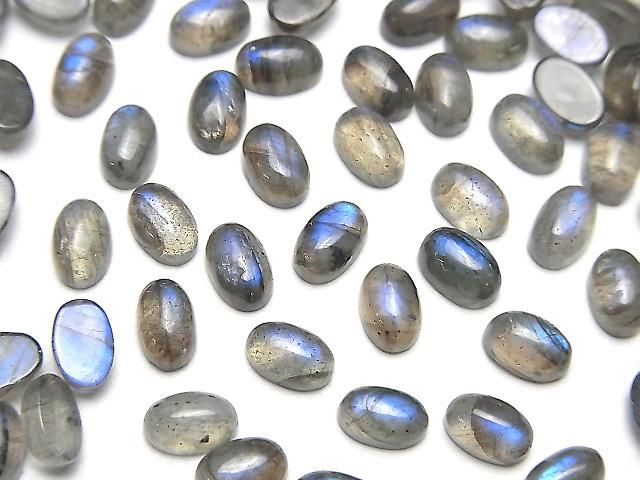 【動画】ブルーラブラドライトAA++ オーバル カボション6×4mm 10個の画像
