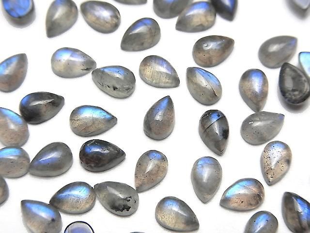 【動画】ブルーラブラドライトAA++ ペアシェイプ カボション6×4mm 10個の画像