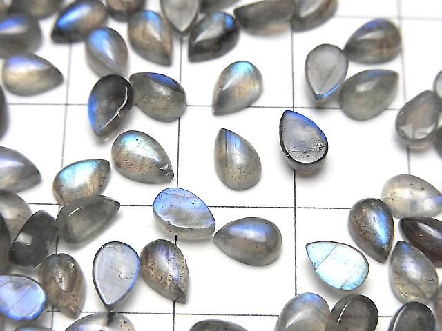 【動画】ブルーラブラドライトAA++ ペアシェイプ カボション6×4mm 10個 サムネイル2