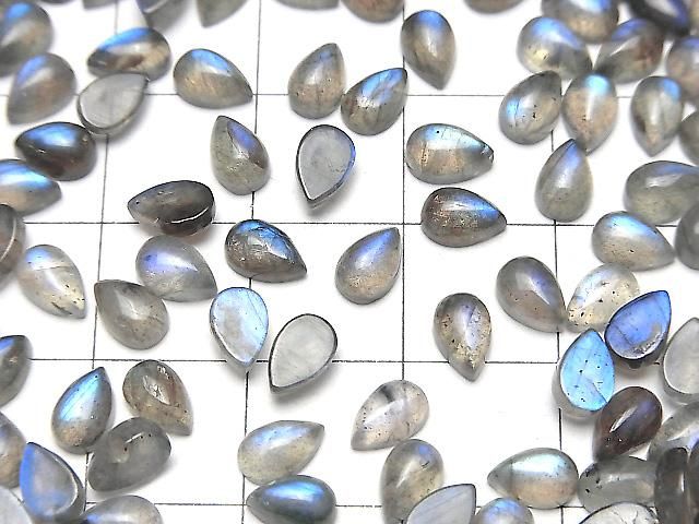 【動画】ブルーラブラドライトAA++ ペアシェイプ カボション6×4mm 10個 サムネイル3